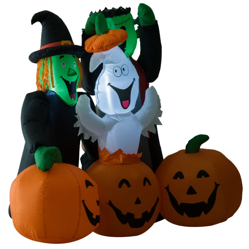 HomCom 5' LED Outdoor Halloween Inflatable Decoration - Monster Pumpkin Party