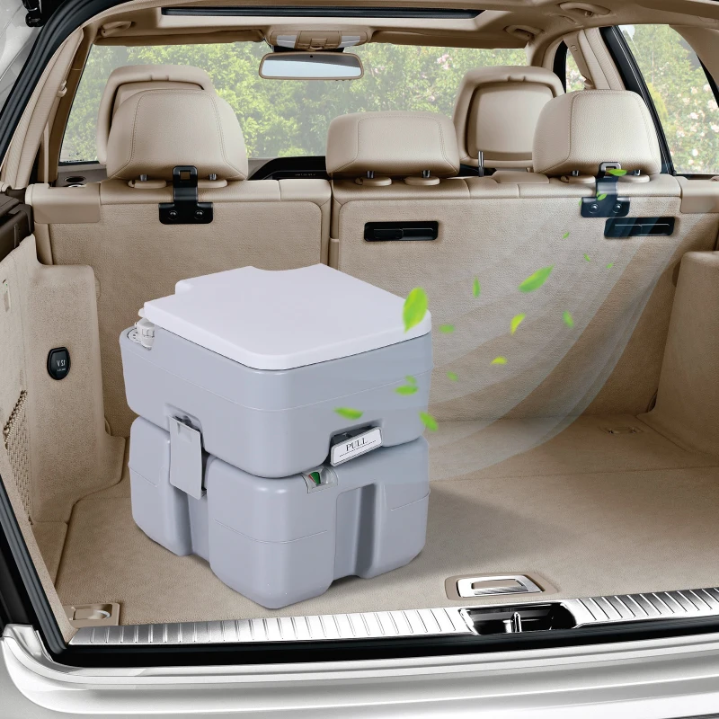 HOMCOM 20L/5.3 Gallon  Plastic Portable Toilet Seat for Camping Hiking Travel Indoor Outdoor