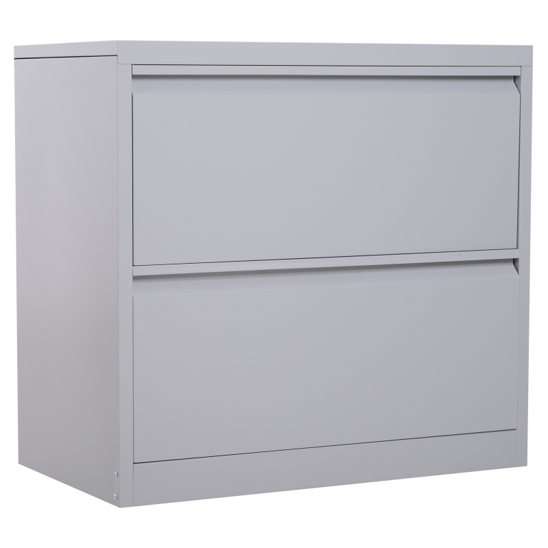 Vinsetto 2 Drawer File Cabinet Metal Storage Chest Home Office - Grey