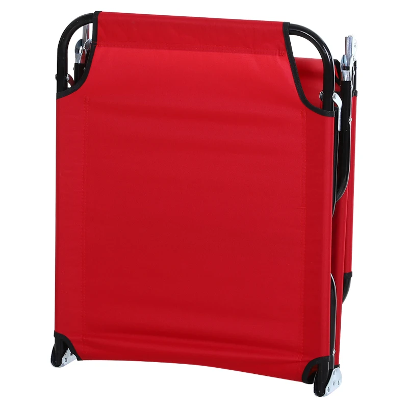 Outsunny 3-Position Folding Reclining Beach Chair Chaise Lounge Sun Lounger for Poolside Lawn - Red