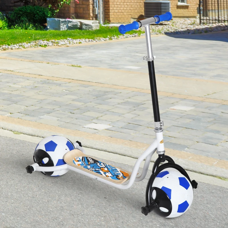 Qaba Balance Scooter for Kids with Soccer Ball Tires - Blue and Black