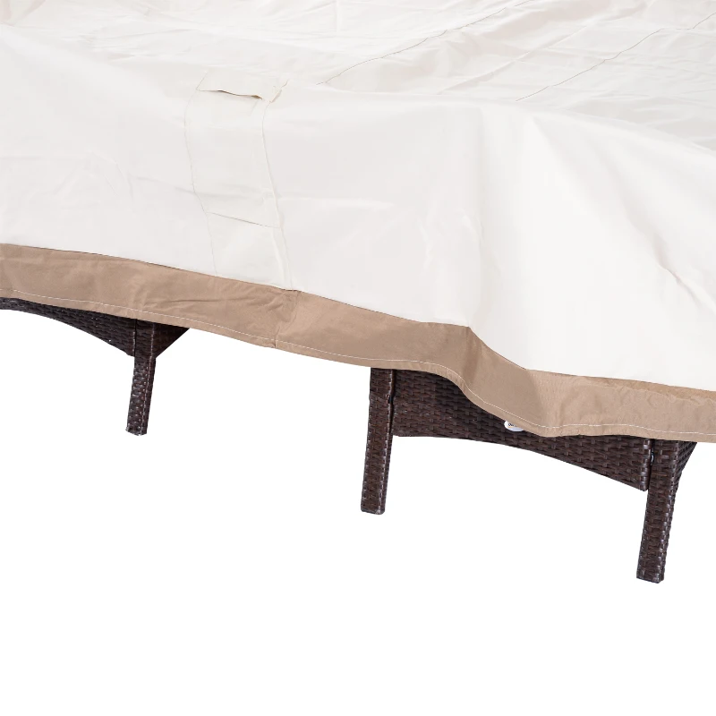 Outsunny 130" x 84" x 23" 7 Piece Waterproof Outdoor Dining Table Furniture Cover - Beige / Coffee
