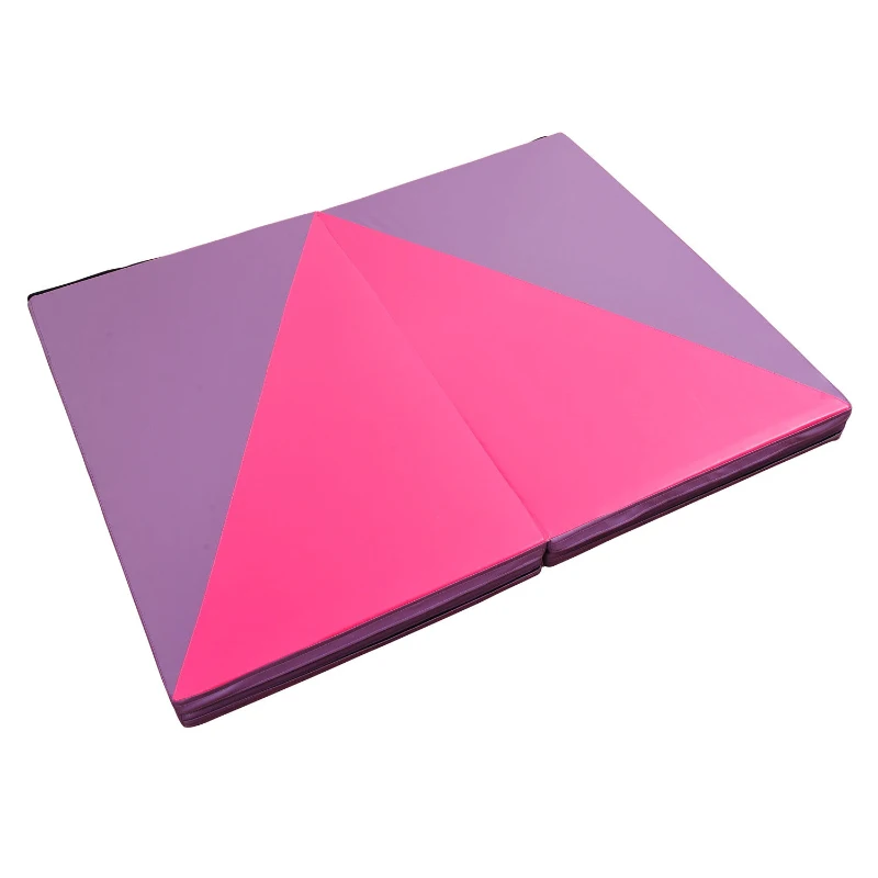 Soozier 8' x 4' x 2" PU Leather Folding Gymnastics / Martial Arts Mat - Pink/ Purple