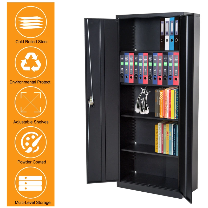 Vinsetto 72” Tall Steel Large Freestanding Commercial Warehouse Utility Storage Cabinet - Black