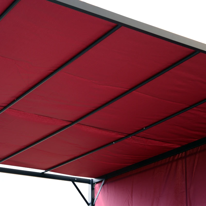 Outsunny 10’ x 10’ Steel Fabric Retractable Pergola Canopy Shade Kit - Wine Red