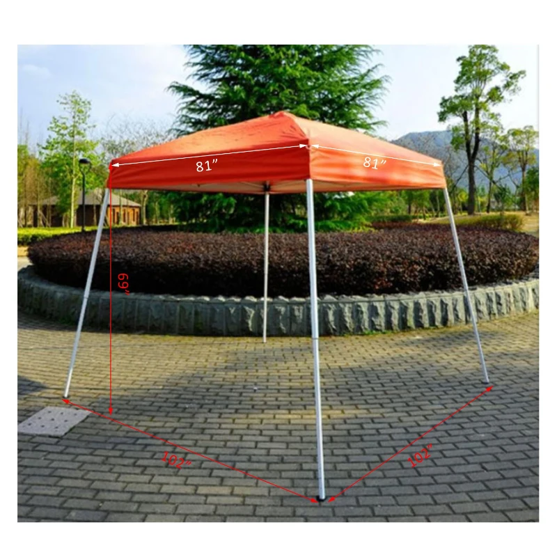 Outsunny 8' x 8' Slant Leg Easy Pop-Up Tent - Rust Red