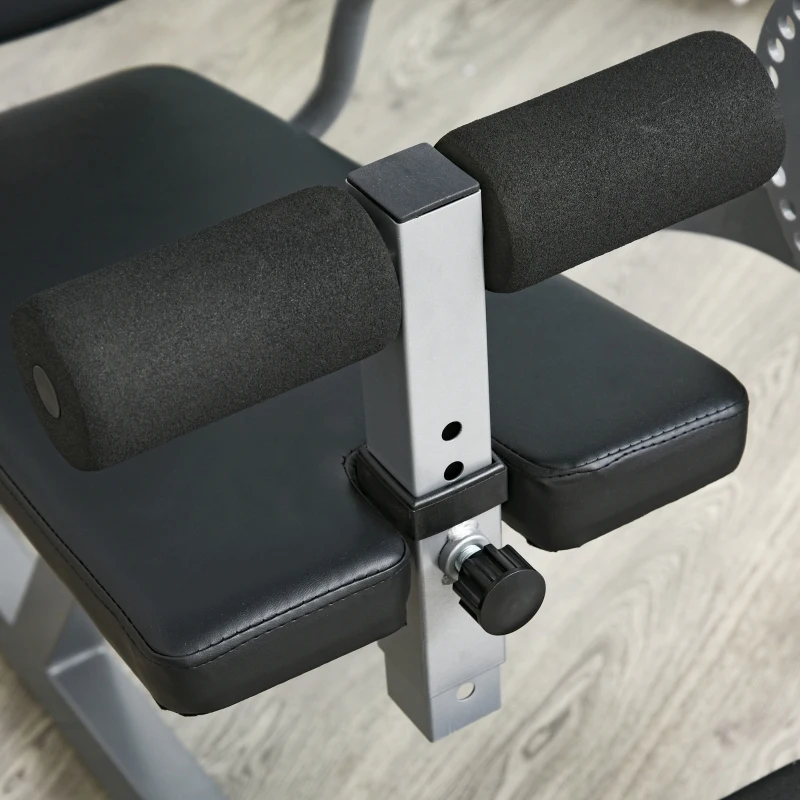 Soozier Adjustable Leg Extension and Curl Training Machine Home Gym Fitness - Black/Grey