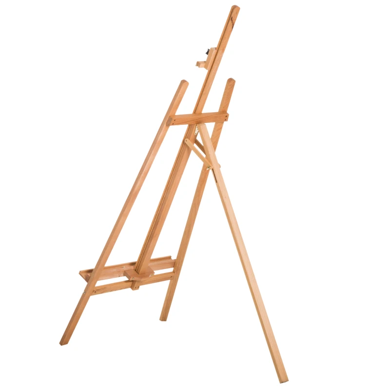 HomCom Beech Wood Folding Art Easel Stand Adjustable - Natural Wood