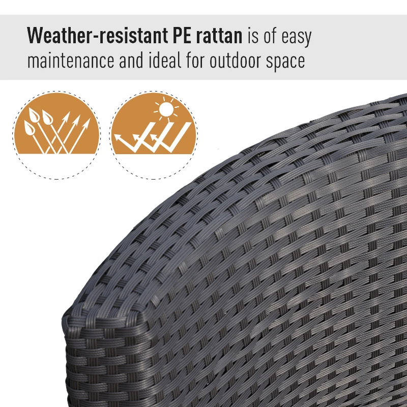 Outsunny Outdoor Patio Rattan Wicker Nesting Chair Conversation Set