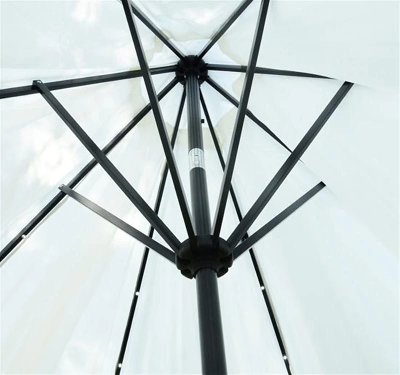 Outsunny 9' Outdoor Patio Umbrella w/ Tilt & Solar Powered LED Lights - Cream White