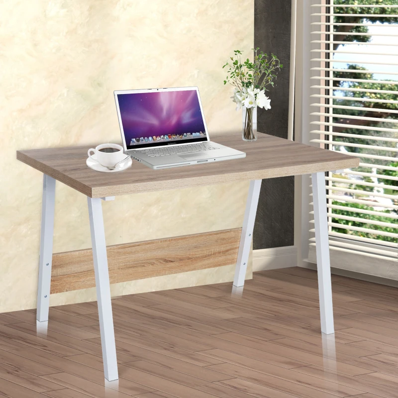 HomCom 47" Wood and Steel Modern Computer Desk - Oak / White