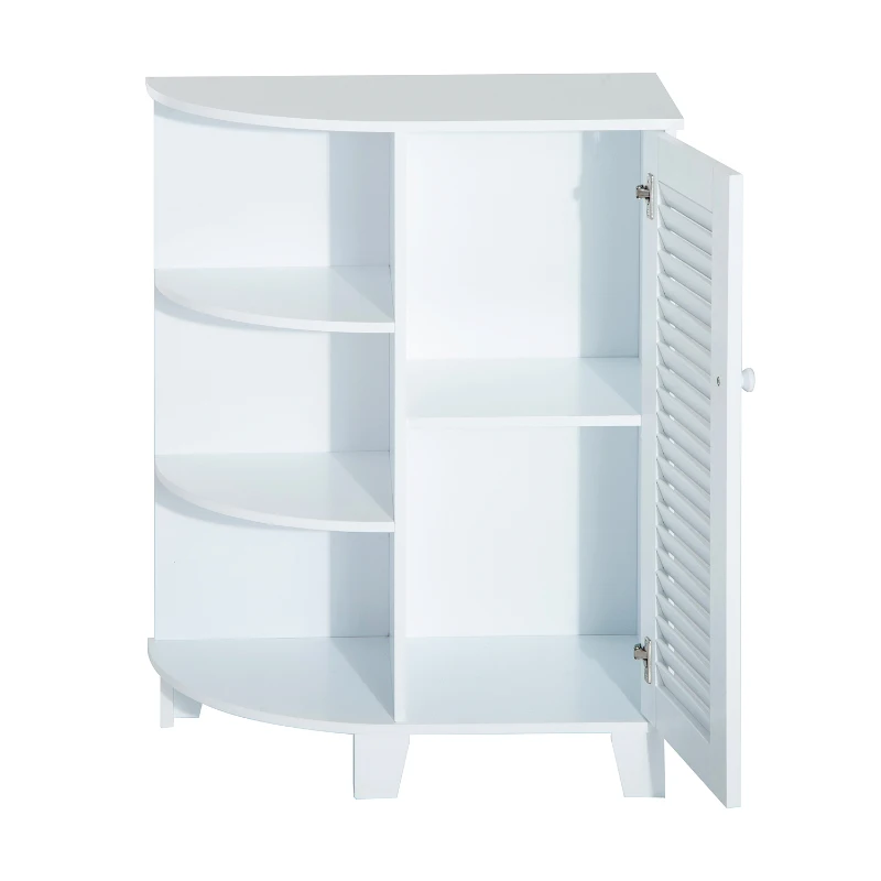 HomCom 32" Modern Country Bathroom Cabinet Cupboard with Rounded Shelves - White