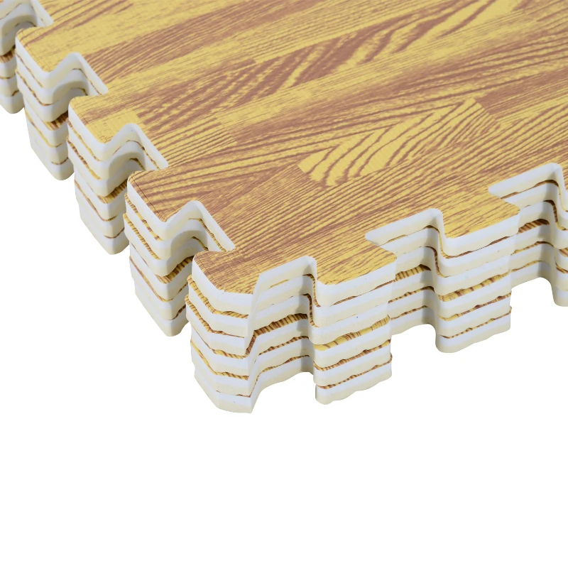 Soozier 18 Piece Interlocking Puzzle Foam Gym Floor Tile Mats - Wood Pattern