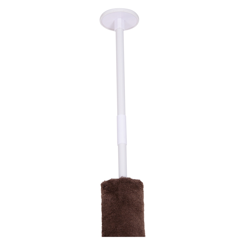 PawHut 106" Adjustable Height Floor-To-Ceiling Vertical Cat Tree - Brown and Cream
