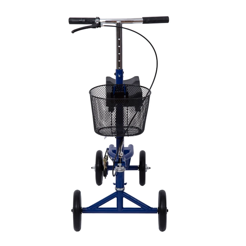 HomCom Steerable Knee Walker Scooter with Basket - Blue