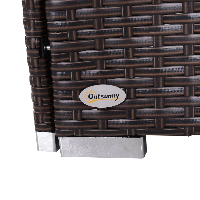 Outsunny 6 Piece Wicker Rattan Outdoor Patio Fan Shape Glass Coffee Table Furniture Set