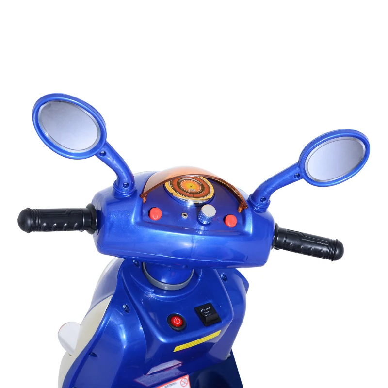 Aosom 6V Kids Ride On Moped Scooter Electric with Headlight and Music - Blue