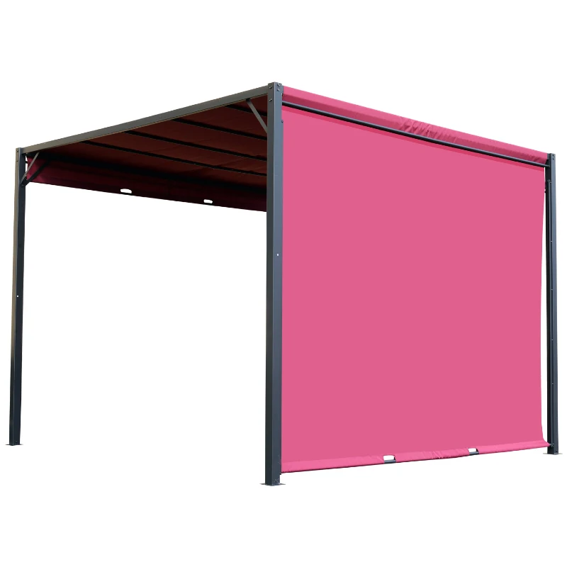 Outsunny 10’ x 10’ Steel Fabric Retractable Pergola Canopy Shade Kit - Wine Red