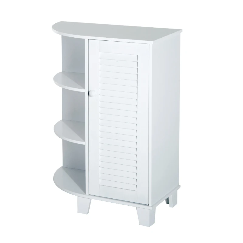 HomCom 32" Modern Country Bathroom Cabinet Cupboard with Rounded Shelves - White