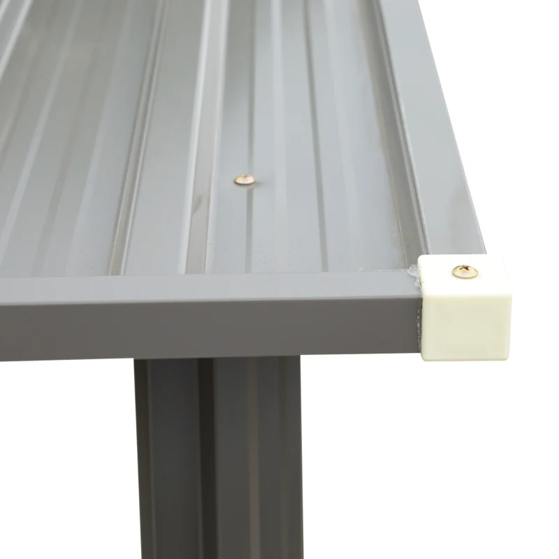 Outsunny 85" Steel Sturdy Firewood Covered Shed Storage Rack - Gray