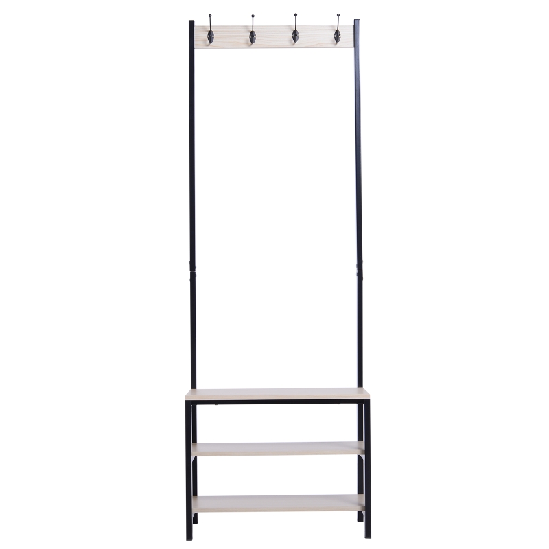 HomCom Entryway Hall Tree Coat Rack with Shoe Bench Storage