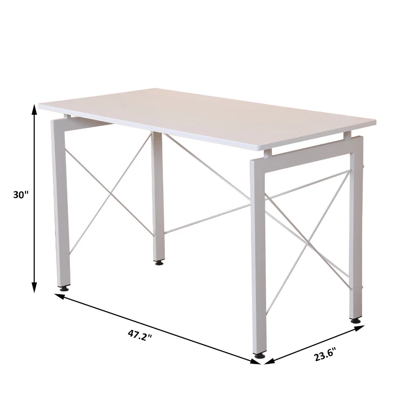 HomCom 48" Sturdy Simple Late Modern Home Office Desk Workstation with Anti-Slip Feet - White