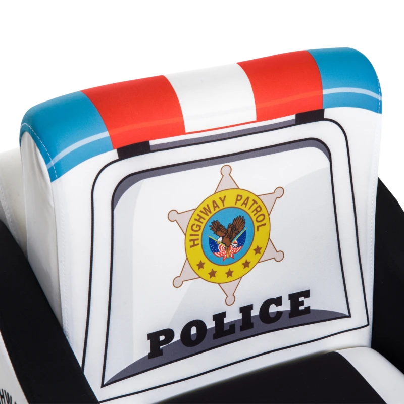 Qaba 17" Multi Spandex Storage Sofa Chair for Kids - Police Car