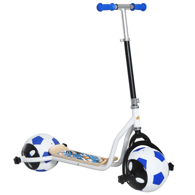 Qaba Balance Scooter for Kids with Soccer Ball Tires - Blue and Black