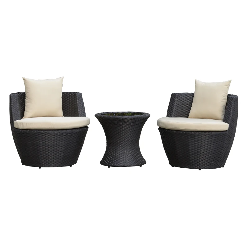 Outsunny Outdoor Patio Rattan Wicker Nesting Chair Conversation Set