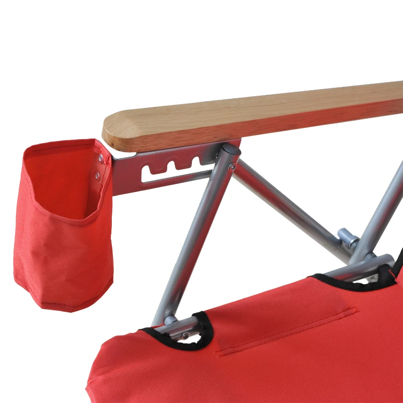 Outsunny Adjustable Backpack Beach / Camp Chair w/ Drink Holder & Storage Pockets - Red