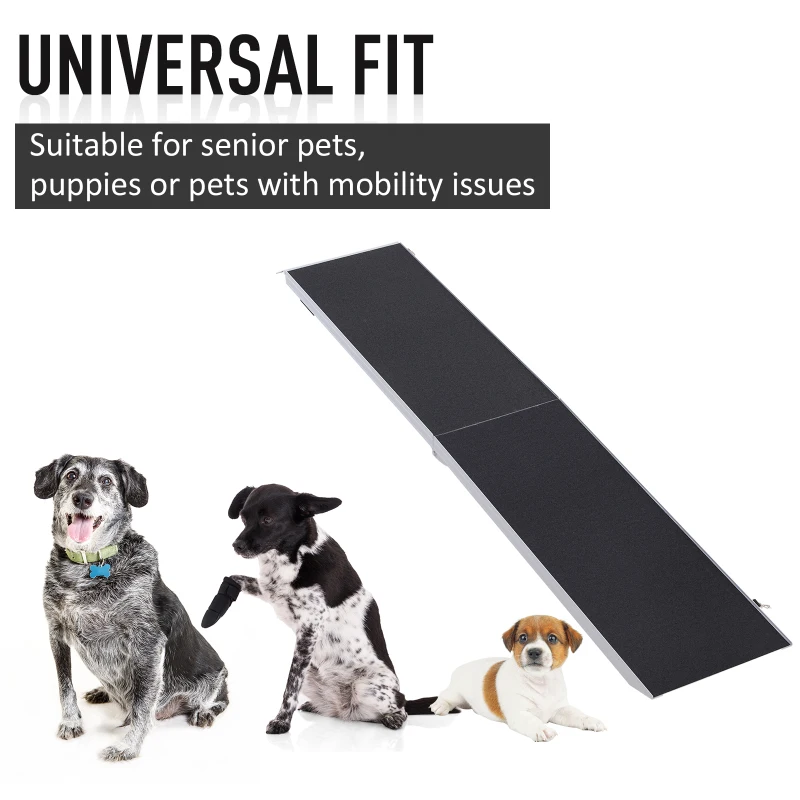 Open Box PawHut 96” Portable Bi-Fold Folding Pet Ramp for Large Dogs Car Truck SUV