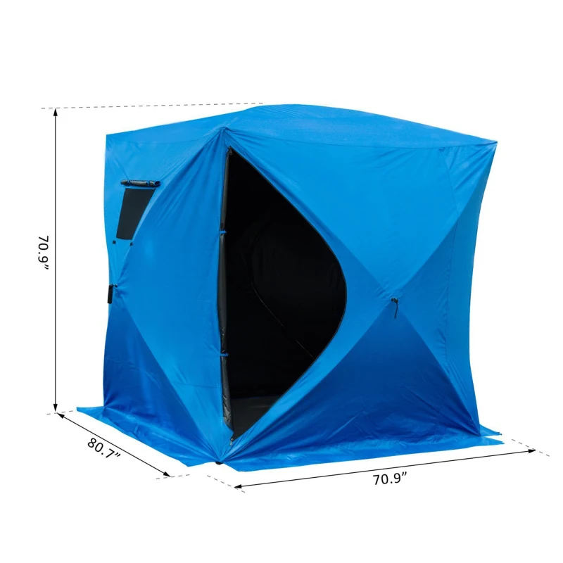 Outsunny 4 Person Waterproof Insulated Portable Pop-Up Ice Fishing Shelter with 2 Doors
