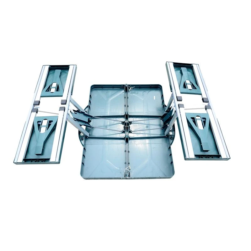 Open Box Outsunny 4 Person Plastic Portable Compact Folding Suitcase Picnic Table Set with Umbrella Hole - Green