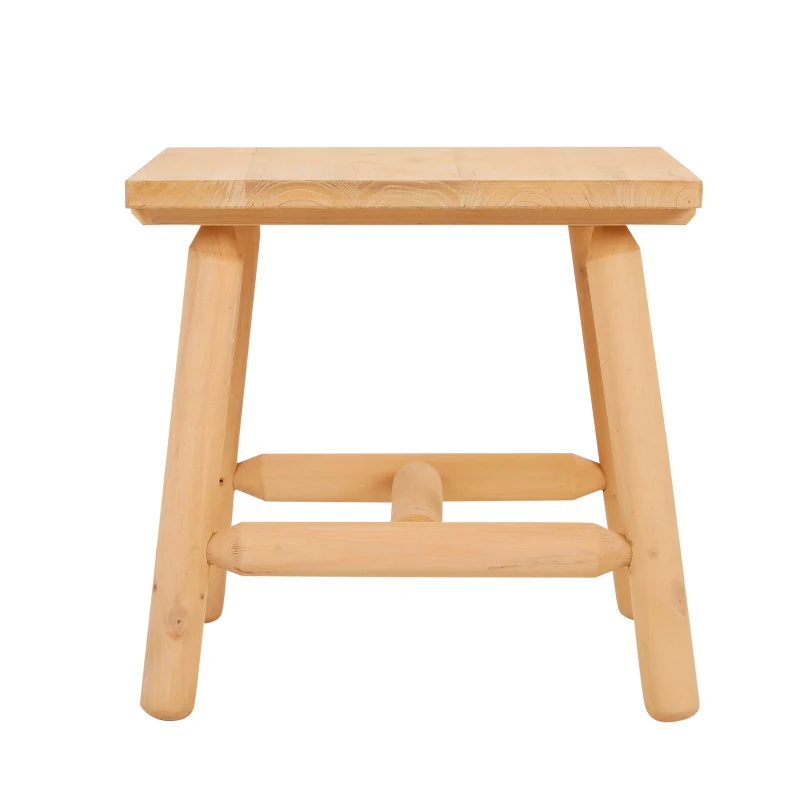 Outsunny Rustic Cabin Style Wooden Square Outdoor Patio End Table