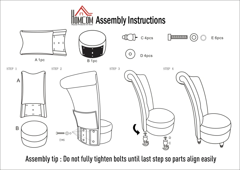 HOMCOM Retro High Back Armless Chair, Button-Tufted, Thick Padding, Royal Design for Living Room, Bedroom