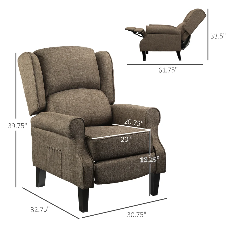 HomCom Vibrating Massage Heated Recliner Chair Sofa Fabric With Remote Control - Light Brown