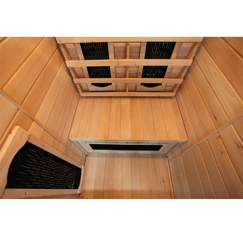 Soozier Wooden Indoor 2 Person Square Heat Room Infrared Sauna w/ Ceramic Heater