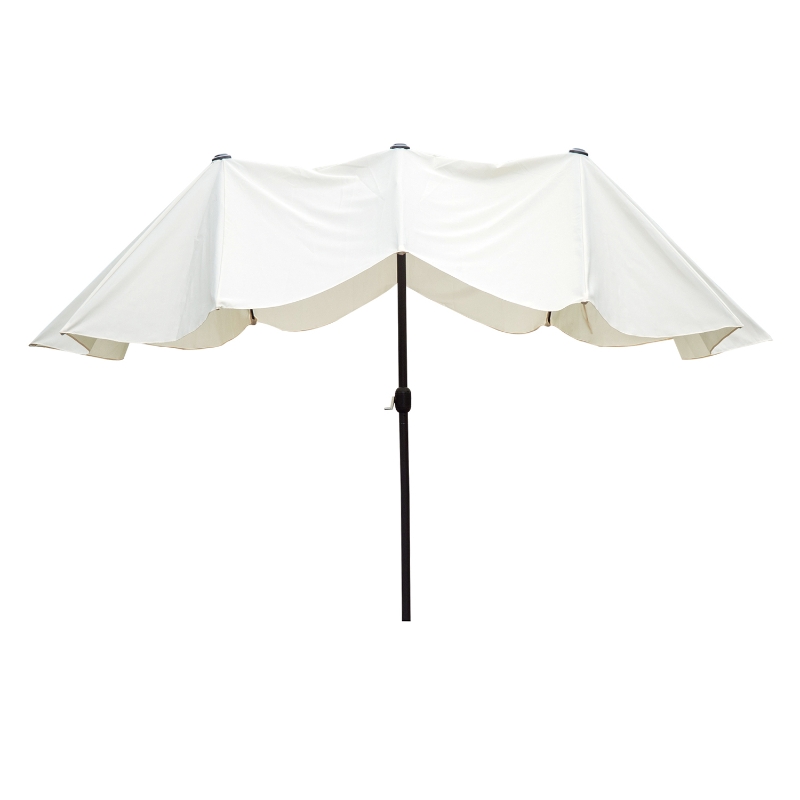 Outsunny 15' Double-Sided Outdoor Patio Market Umbrella with Air Vents - Cream White