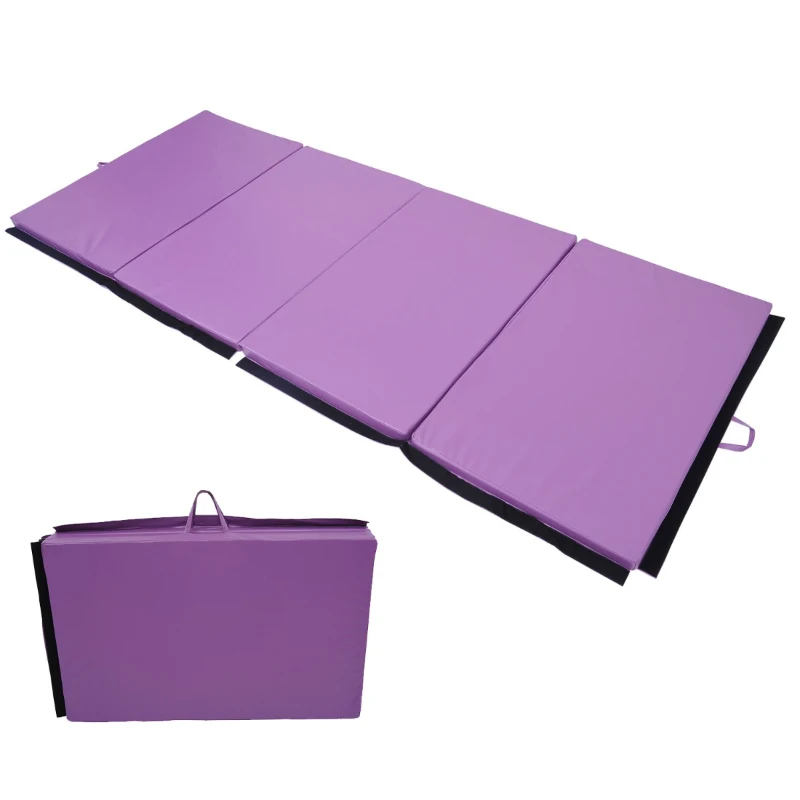 Soozier 6' x 4' x 2" PU Leather Folding Gymnastics / Martial Arts Mat - Purple
