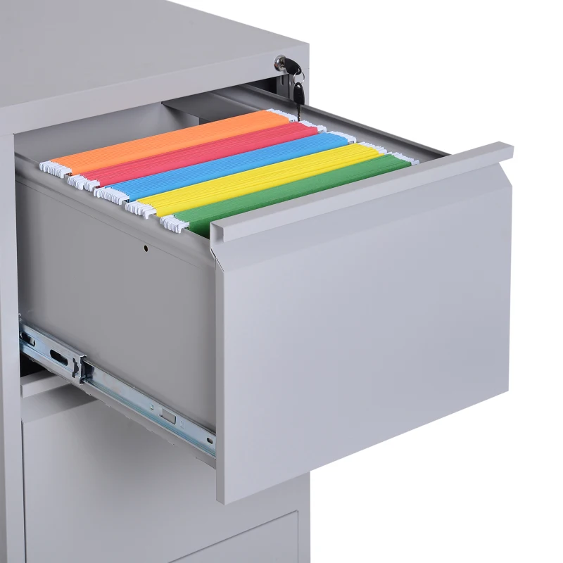 Vinsetto 28" Metal 2 Drawer Vertical Locking Office Filing Cabinet - Grey