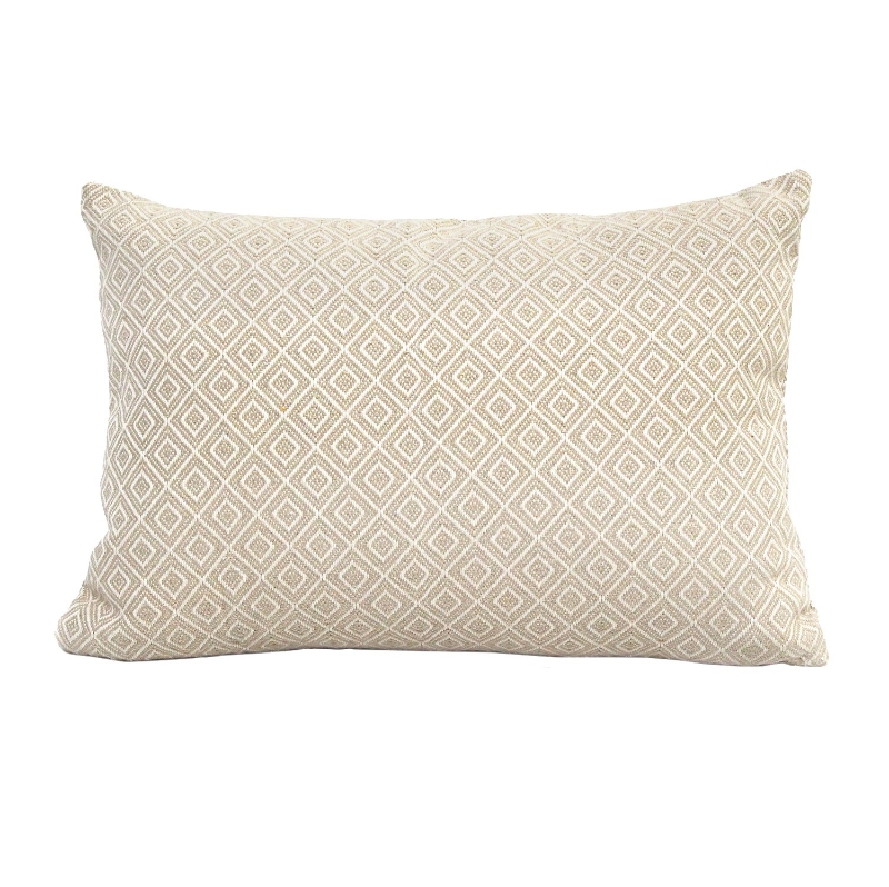 Stratton Beige Jacquard Lumbar Pillow Aosom