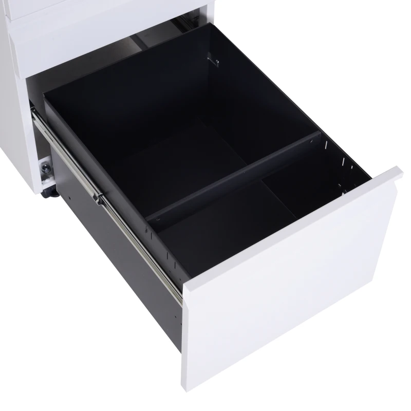 HomCom 24" Steel 3 Drawer Locking File Cabinet on Wheels - White