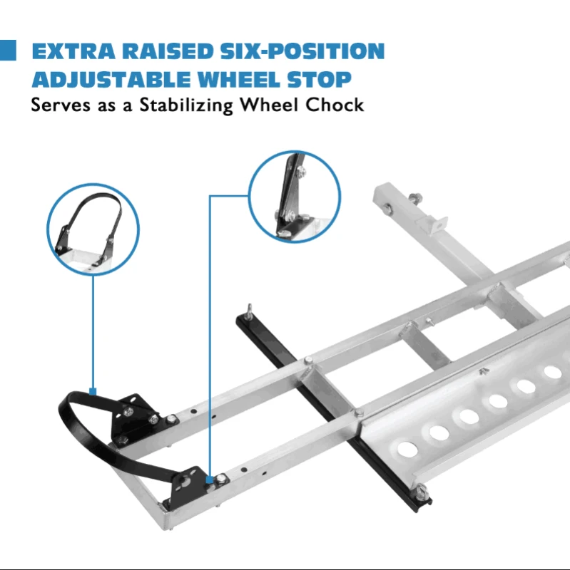 Heavy Duty Aluminium Motorcycle Dirt Bike Scooter Carrier Hitch Rack Hauler Trailer with Loading Ramp Double-hung Arm - IKURAM