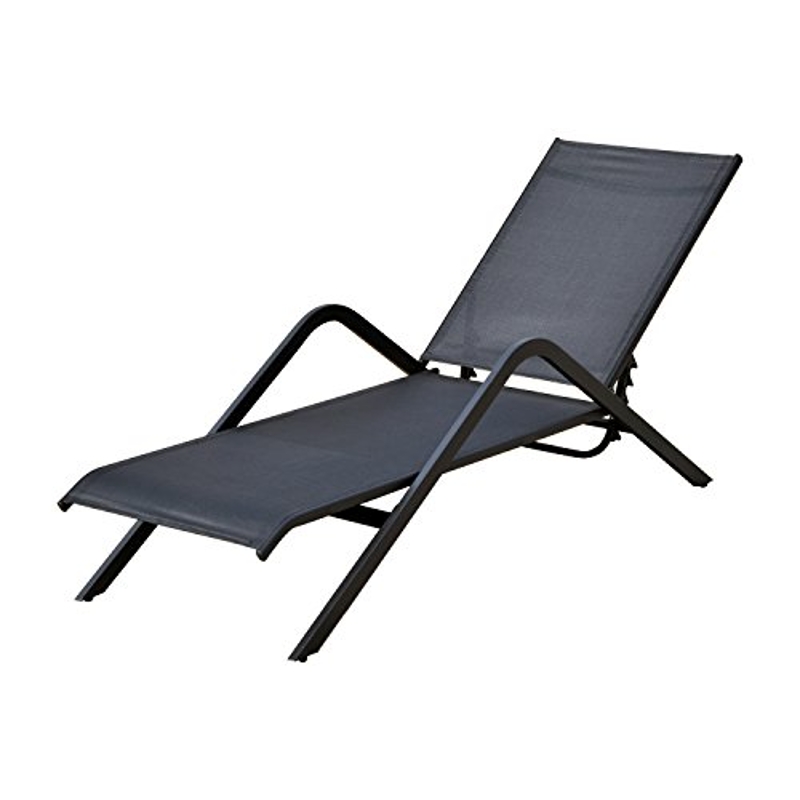 Outsunny Steel Mesh Adjustable Outdoor Chaise Lounge Chair Recliner