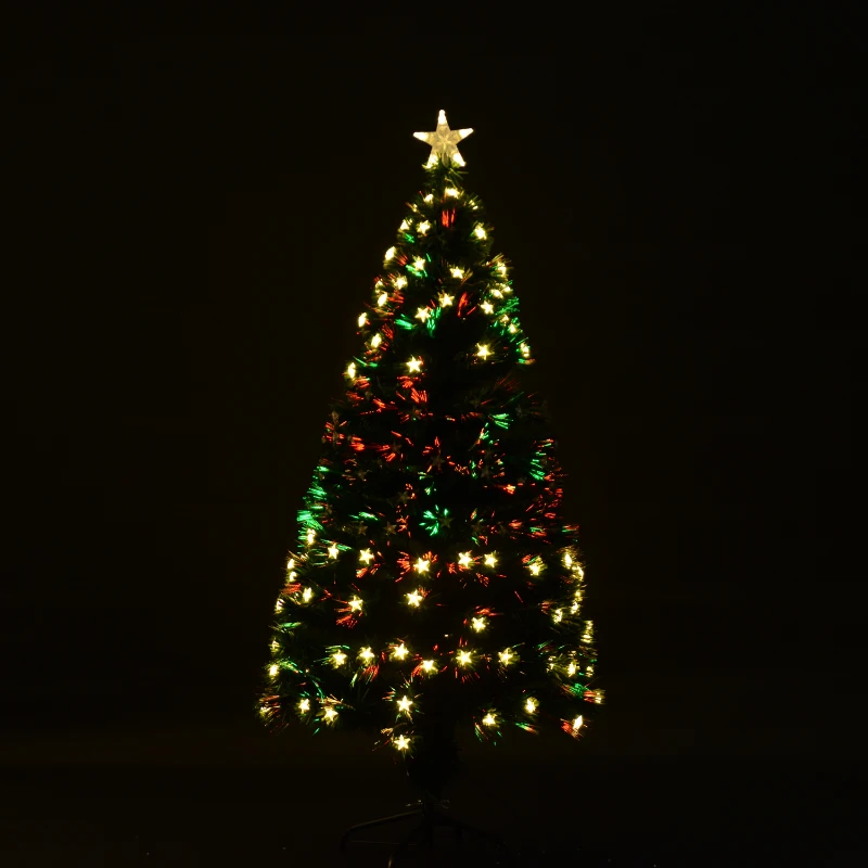 HomCom Rotating 7.5' Tall Artificial Fiber Optic LED Pre-Lit Holiday Christmas Tree