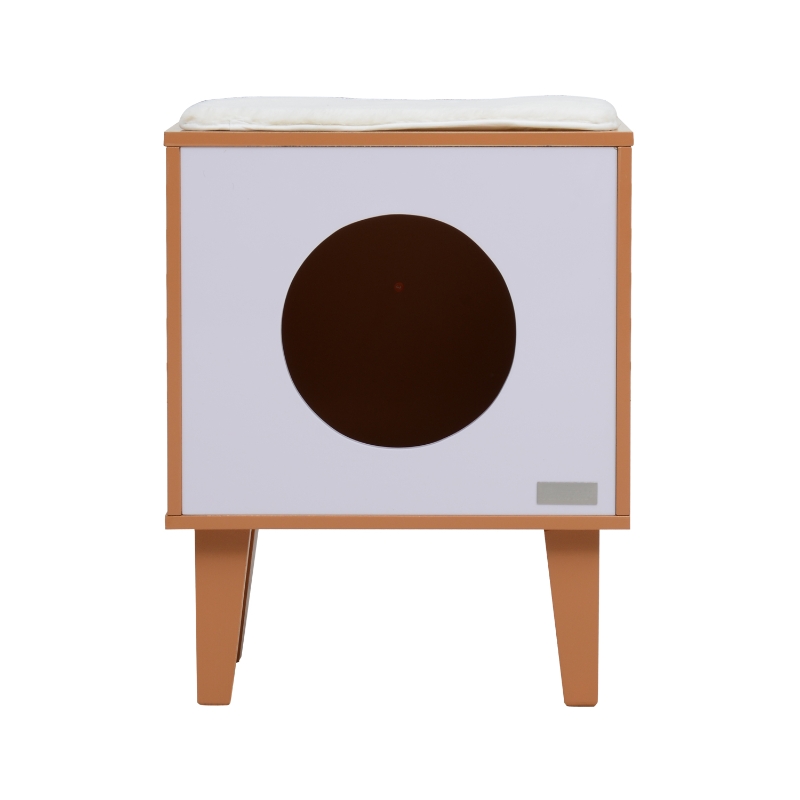 PawHut 20" Mid Century Dual Multi Level Elevated Cat Bed And Lounger Condo