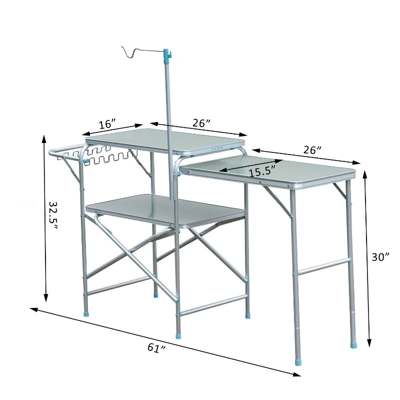 Outsunny 6' Portable Fold-Up Camp Kitchen - Silver
