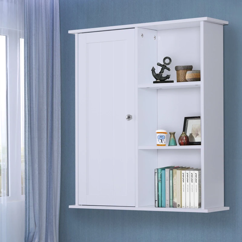 HomCom 23.5" W x 28" H Wooden Wall Mounted Bathroom Storage Cabinet - White