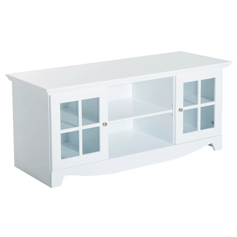 HomCom 56" Modern Country Media Storage Entertainment Center TV Stand - Matte White