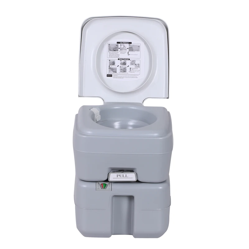 HOMCOM 20L/5.3 Gallon  Plastic Portable Toilet Seat for Camping Hiking Travel Indoor Outdoor